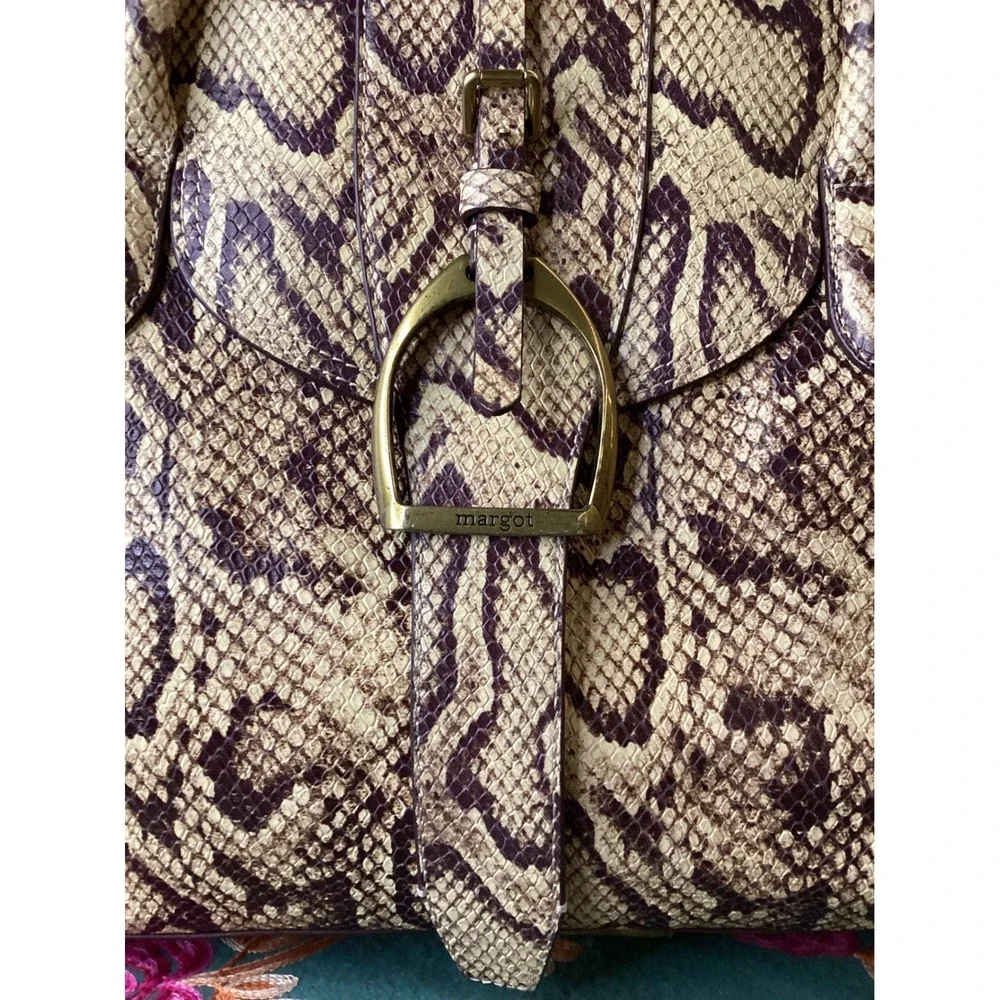 Margot New‎ York Satchel Bag Large Snakeskin Embossed Leather